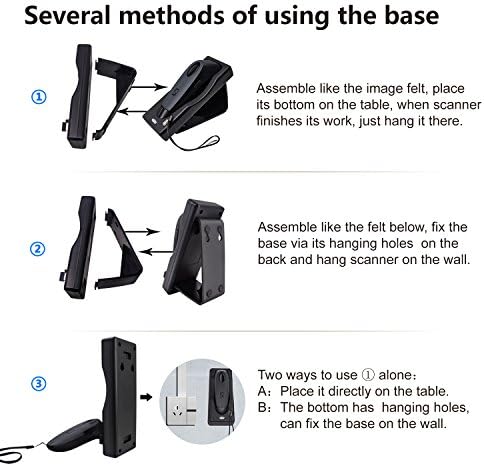 Bluetooth безжичен скенер за баркод со Stand Handheld Portable USB Bar-Code Reader Scanner со база за полнење со сигнализација за вибрации
