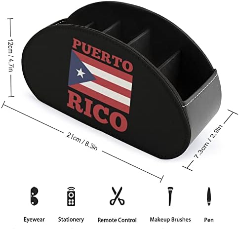 Порто Рико Кантри знаме на далечинско ТВ -држач за контрола на ТВ, организатор за складирање на кожа со 5 оддели за канцеларија за работна површина