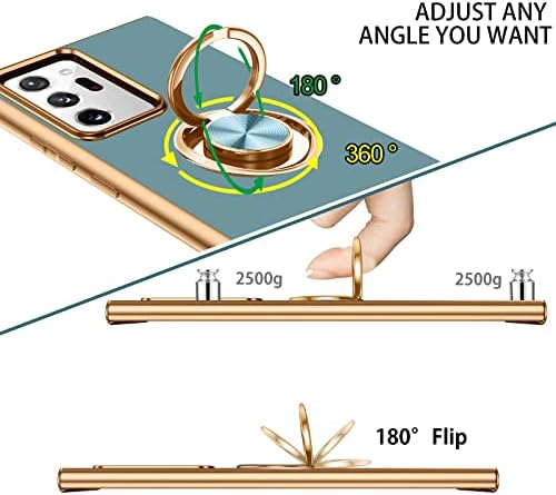 ПОРАДИ Samsung Galaxy Забелешка 20 Ултра Случај Со Држач За Прстен Kickstand 360 Степен Ротација Магнетен Автомобил Прст Мек Tpu Тенок Капак Заштитен