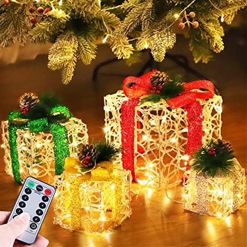 [Екстра големи 12 -10 -8 -7] 4 Пакет 70 LED осветлени кутии за подароци