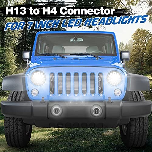 Amonly H13 9008 MALE TO H4 9003 Femaleенски адаптер, жици за приклучок за кабел за конверзија на предните светла, компатибилен со Jeep