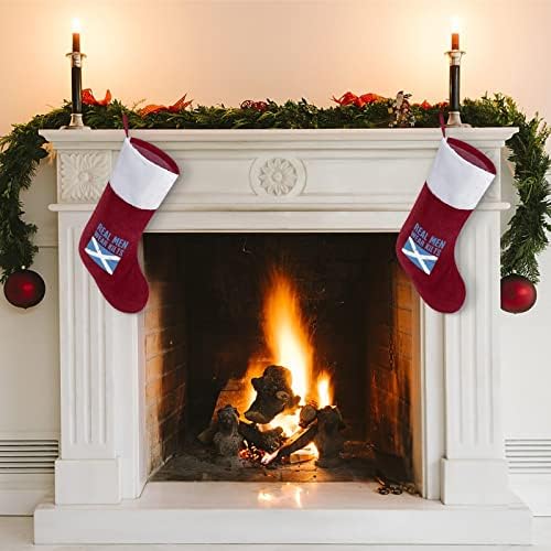 Шкотско знаме вистински мажи носат килови Божиќни чорапи Божиќни чорапи торба за подароци за семеен одмор камин дрво виси украси