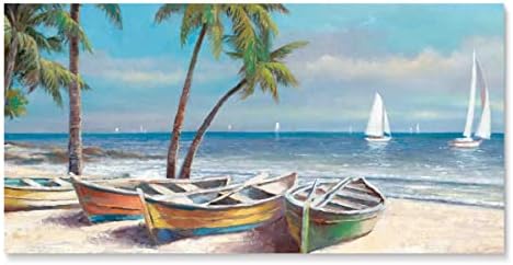 Каноа од брегот, сликарството на крајбрежната плажа, акрилниот плексиглас wallиден декор, 16x32, 24x48