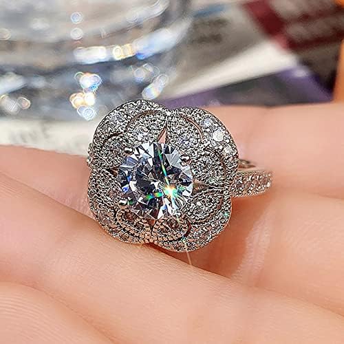 Модна женска цирконија Блинг дијамант ретро прстен за венчавки прстен прстен
