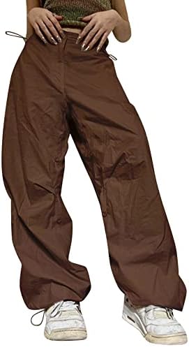 Жени карго панталони со висок половината со низок пораст панталони Pantsенски гроздобер Y2K низок пораст Baggy oggger улична облека