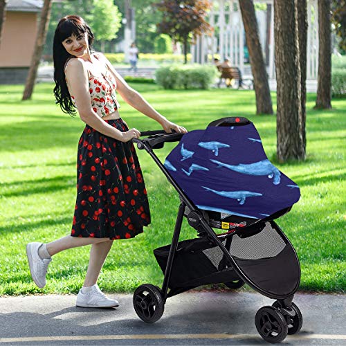 Акварел кит грмушка за бебиња за бебиња за бебиња - шамија за доење, количка, мулти -употреба на крошна на автомобили, за бебиња