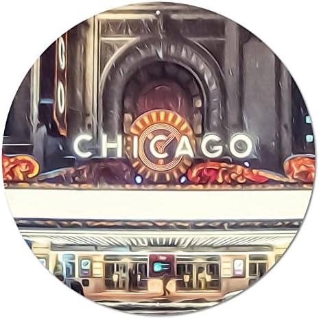 Тркалезен метален знак Американски државен Илиноис државен Чикаго Сити Скај, Скај, градски пејзаж, градски поглед, гроздобер венец знак бар бар
