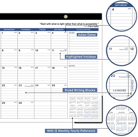 2023-2024 Календар на бирото-18 месеци голем календар на бирото 2023-2024, јули 2023 година-декември 2024 година, 17 x 12, биро за биро,