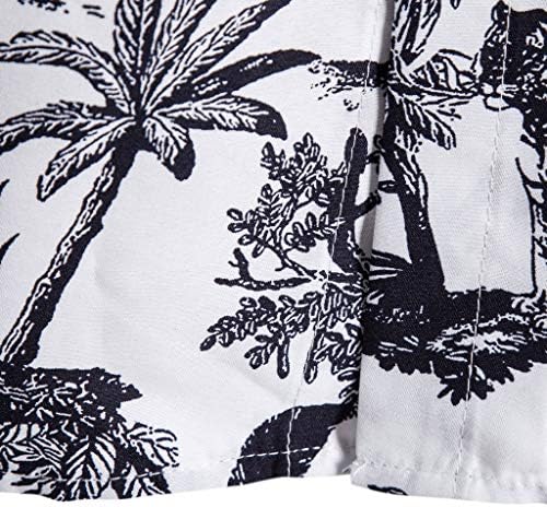 УБСТ Хавајски кошули за мажи, машко тропско дрво Печати лето со кратки ракави со кратки ракави надолу од алоха врвови, обични маички