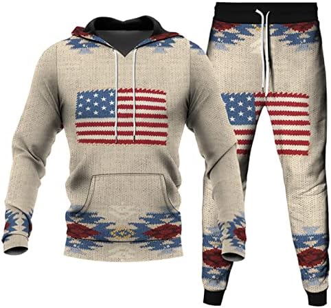LCEPCY VINTAGE AMERICAN LAME MANS MANSCUIT 2 парчиња облека облеки Поставете обични дуксери со долги ракави за џвакачи со џемпери со