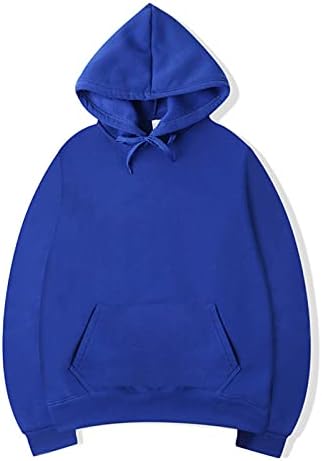 Fleece цврста боја пулвер за мажи класичен стил 12 бои худи редовно вклопени големи џебови врвот