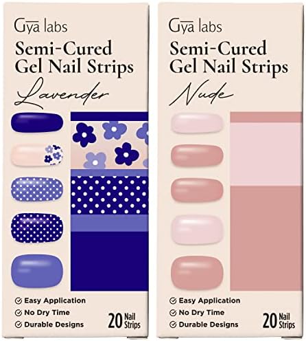 Сет на налепници за нокти Gya Labs - долготрајни нокти за жени - полу -излечени гел ленти за нокти - налепници за нокти за комплет за уметност