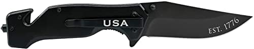 Црно Скришум Американско знаме Преклопен Елитен Тактички Нож-Нож За Спасување НА САД-Одличен Подарок за Ветеранот во Вашиот Живот