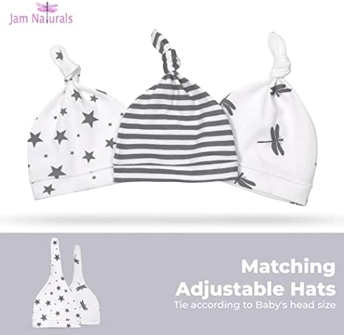 Jam Naturals- Органска плетена вратоврска прилагодлива велкро трева и капа од капа од 3, вреќа за спиење на новороденчиња