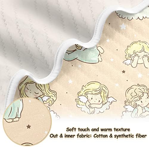 Swaddle Claintle Little Angels памучно ќебе за новороденчиња, примање ќебе, лесен мек висино ќебе за креветчето, шетач, ќебиња за расадници,