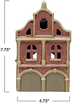 Креативен ко-оп 4-3/4 l x 3 w x 7-3/4 h stoneware house, розова и бела боја