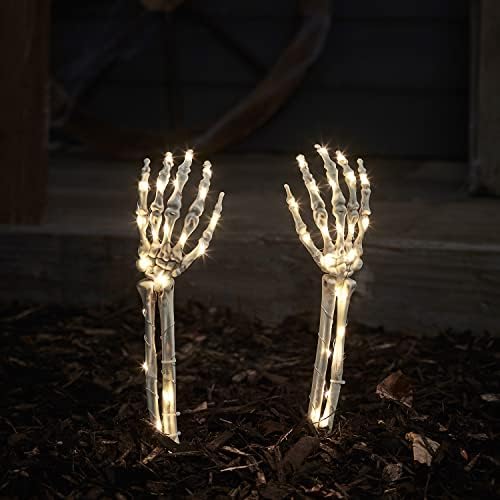 Lights4Fun, Inc. сет од 2 скелети за скелети за Ноќта на вештерките управувана со LED на отворено градинарски патеки маркери