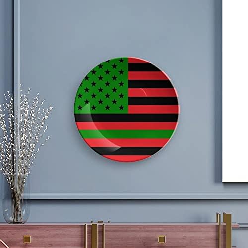 Афроамерикански знаме Печатена коска Кина Декоративна плоча Тркалезни плочи занаети со приказ за стока за внатрешна канцеларија