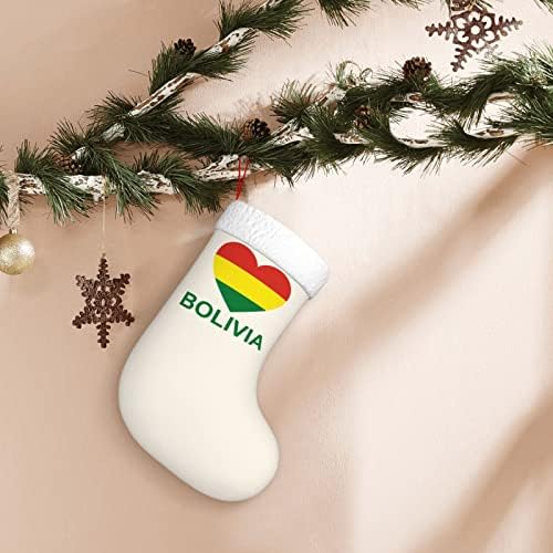 QG ZZX Love Bolivia Божиќно порибување Божиќни чорапи камин виси чорап 18 инчи Декорација на одмор