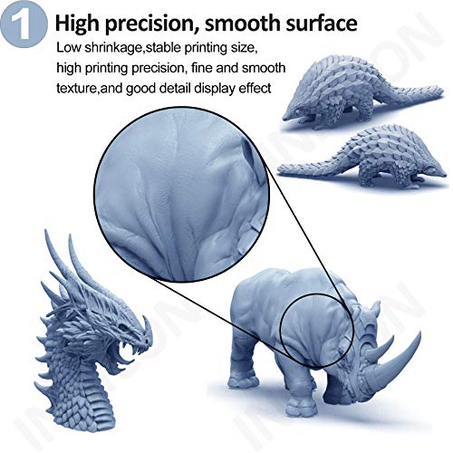 Innicon 1kg 3D смола за печатач, флексибилна 405Nm вода што може да се пее за брза смола за LCD DLP 3D печатење, висока прецизна