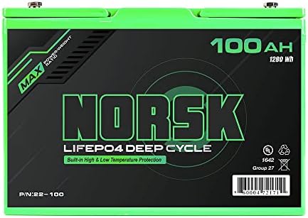 Норск литиум 100АХ 12.8V LifePo4 Длабок циклус литиум батерија | 4000+ циклуси | 10 -годишна гаранција | Совршени за чамци, тролачки мотори,