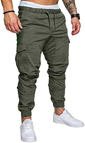 Обични панталони за мажи Кроивил, кои влечеа пот, џогирање на товар со џебови џогери долги спортски спортови за панталони за обука