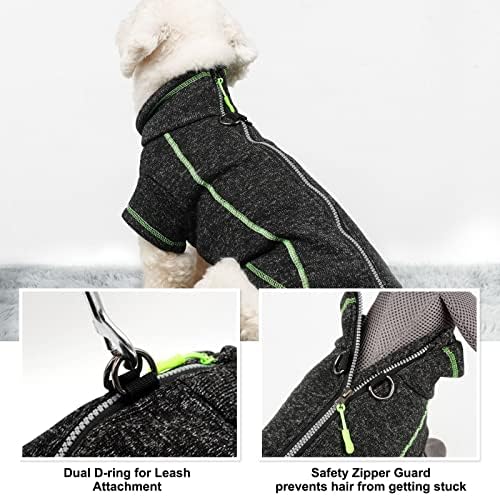 Киеоло кучиња џемпер палто јакна патент руно, наредено куче, рефлектирана џемпер облека со Д прстен Зимски палто за големи кучиња