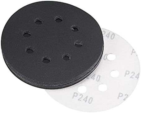 Uxcell 5 инчен пескачки диск 8 дупка 240 решетка и јамка силиконски карбид Ц-тежина за поддршка на тежината за орбитална сандер