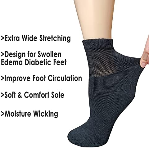 Veigike жени Екстра широка удобност се вклопуваат во лабава четвртина чорапи Влага влага перница дијабетични чорапи лабави вклопуваат