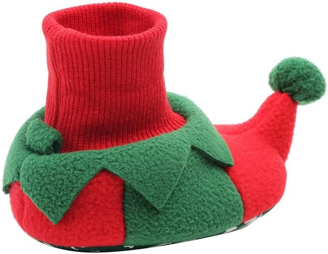 Новороденче Божиќни чевли за санта папучи чизми елф руно чевли зимски топли први чевли за одење