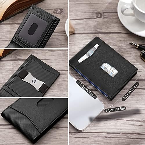 Паричник за блокирање на паричникот на Шукангар - РФИД за мажите држач за кредитна картичка пред џеб - тенок паричник за мажи со каиш со готовина