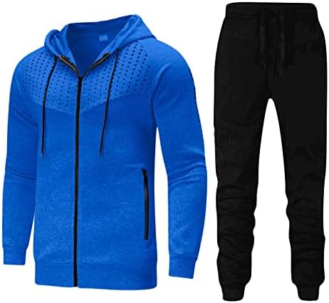 Машки есен и зимски врвен костум за пантолони и рекреативни џемпери и панталони од полкови и панталони поставени сини
