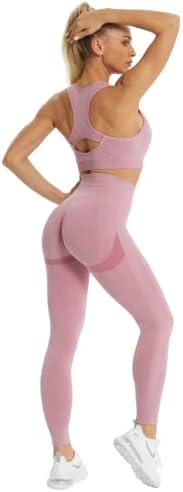 Облека за вежбање на жени на Јојоанс 2 парчиња Беспрекорна вежба за јога Поставете високи хеланки на половината со спортски градски