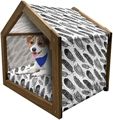 Амбесон, дрвена куќа од дрвени кучиња, животни и букви од азбука Смешна пред, затворено и надворешно преносно куче одгледувачница со перница