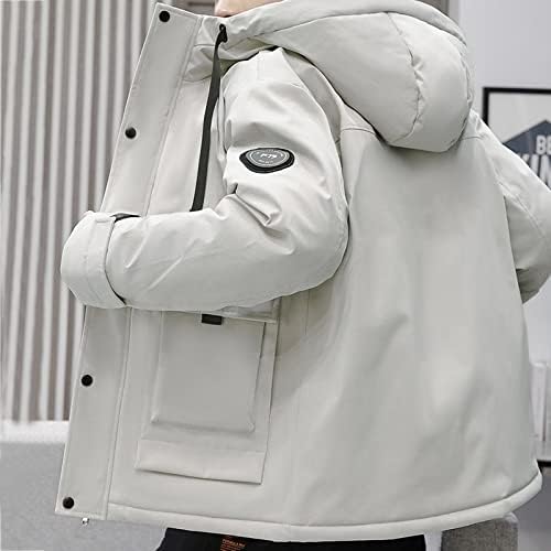 Зимтер зимски палто за мажи, машка јакна со качулка плус големина обични тренерки со цврста боја на атлетска топла облека со топла боја