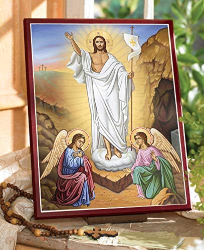 Манастирски Икони Исус Христос Победничко Воскресение Монтиран Плакета Икона Репродукција