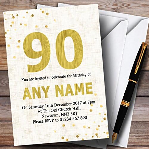 Бело Злато Флек 90-Ти Персонализирани Покани За Роденденска Забава