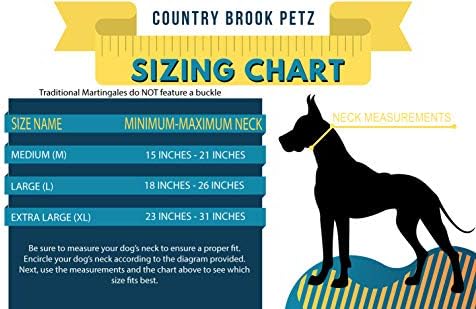 Country Brook Petz - 1 1/2 инчи Чудесни ленти со лента Мартингејл јака - Екстра голема