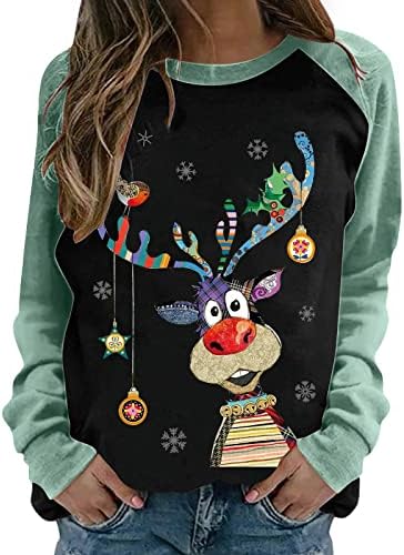 Грд Божиќен џемпер за жени Смешно шокиран ирвас графички кошула со долги ракави Новинари Божиќни екипаки за џемпери
