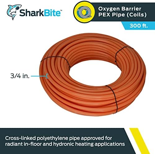 Ајкула 1/2 инчи x 1000 стапки портокалова цевка Pex, кислород бариера Флексибилна цевка за вода за зрачно греење, U860O1000