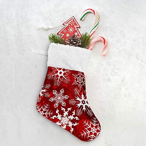 Алаза Божиќни чорапи хипстер црвена шема со снегулки од цвеќиња класични персонализирани мали декорации за порибување за семејни сезонски