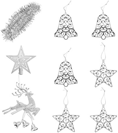 ХАЛИ 10 парчиња Украси За Топер За Новогодишна Елка Поставете Ѕвезда Со Лак Со Ѕвонче Врвни Панделки Од Елка Венец За Празнична Забава