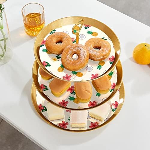 3 Нивоа Десерт Штанд Cupcake Овошје Плоча Пластични Служат Држач За Прикажување За Свадба Роденден Бебе Туш Чај Партија Украси Круг, Жолта