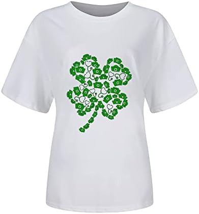 Кошула на Свети Патрик, среќен ирски шамарт маица, обичен моден краток ракав, екипаж на екипаж на врвови на врвови