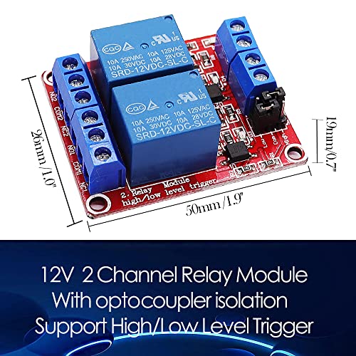 Модул за реле за реле Tanbupu 3PCS 5V DC 1 Канален прекинувач за прекинувачи на канали и табла за прекинувачи на релето на каналот 12VDC 2