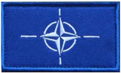 Тактички прегратка на знамето на НАТО, извезени закрпи за закрпи за морални тактики воена везење кука и јамка на задниот дел на задниот