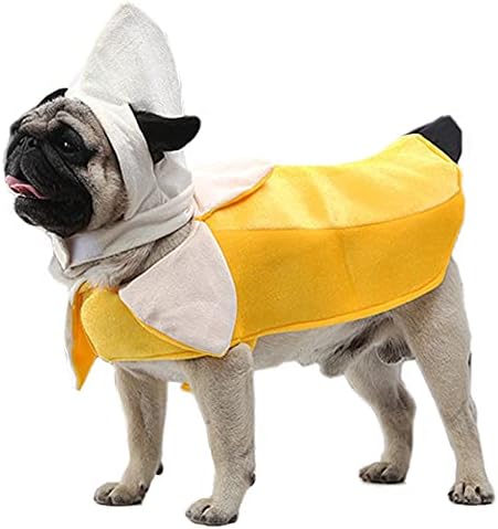 Костим за кучиња од банана - Смешна костум за кучиња за Ноќта на вештерките, овошје во форма на овошје, банана, комбиле за мали средни големи кучиња, специјални наста