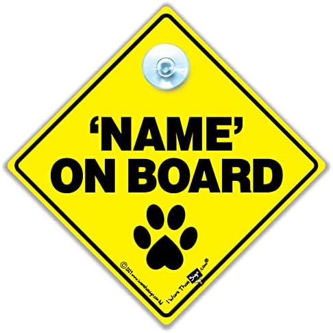 Куче На Одборот Знак со додадено ИМЕ. Персонализирано Куче На Знак За Автомобил, Прилагодено Куче Во Знак За Автомобил Во Супер Светол
