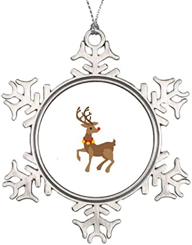 2021 Божиќен украс Снегулка тркалезни метални украси за Божиќ Рудолф Смешни идеи за чување подарок новогодишно дрво зимско виси украси