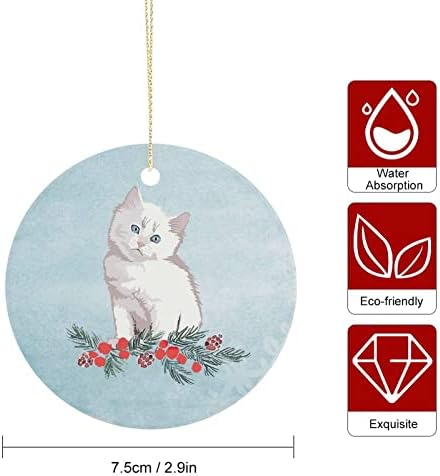 2021 Божиќен украс керамички двострани печатени кружни украси за Божиќни смешни миленичиња зачувување идеи подарок новогодишно дрво